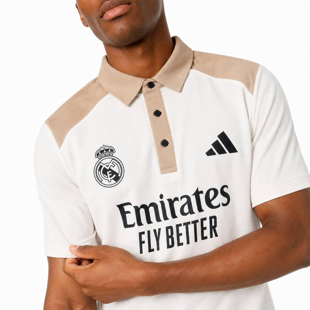 Madrid Legacy Contrast Polo Tee -  Cream