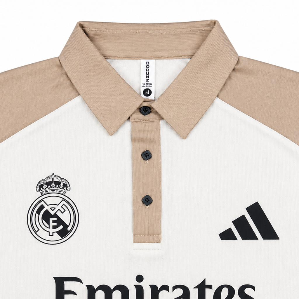 Madrid Legacy Contrast Polo Tee -  Cream