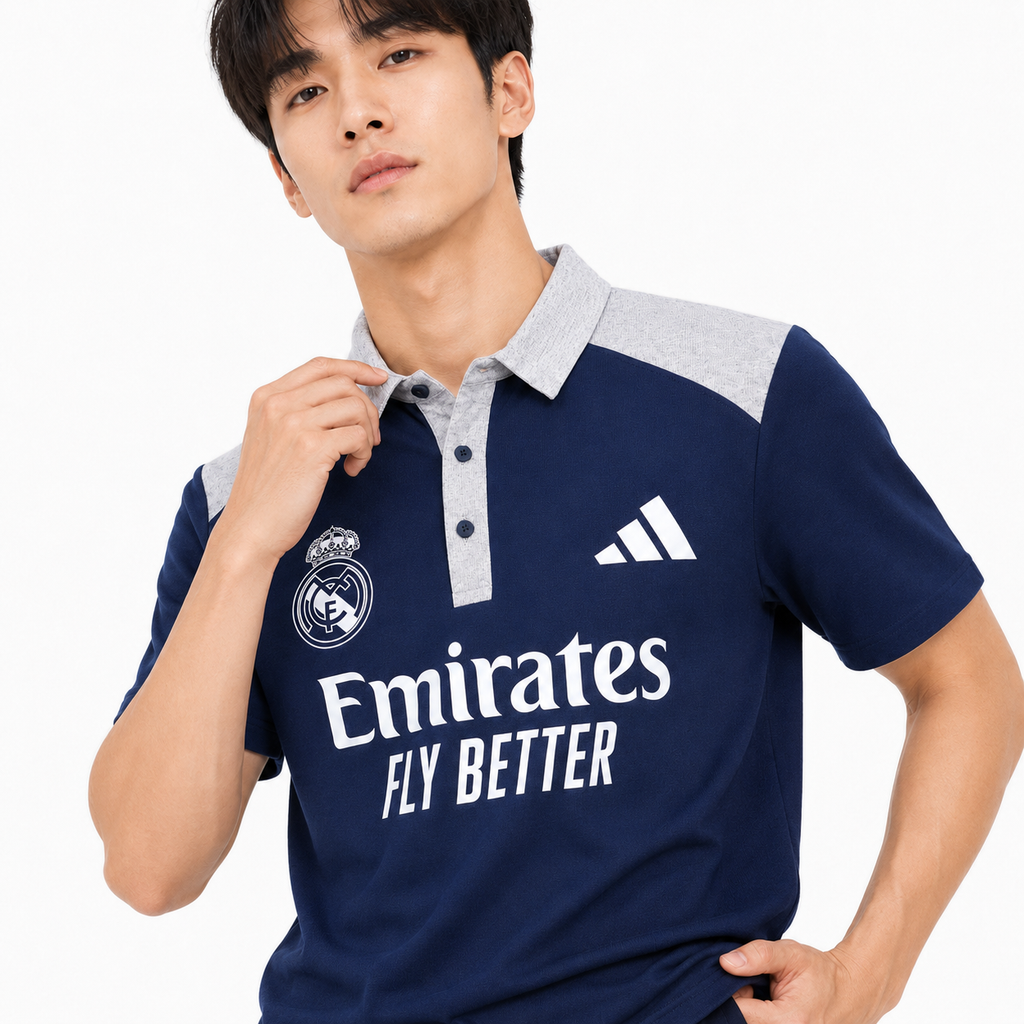 Madrid Legacy Contrast Polo Tee -  Navy Blue