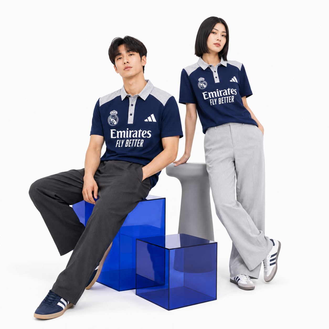 Madrid Legacy Contrast Polo Tee -  Navy Blue