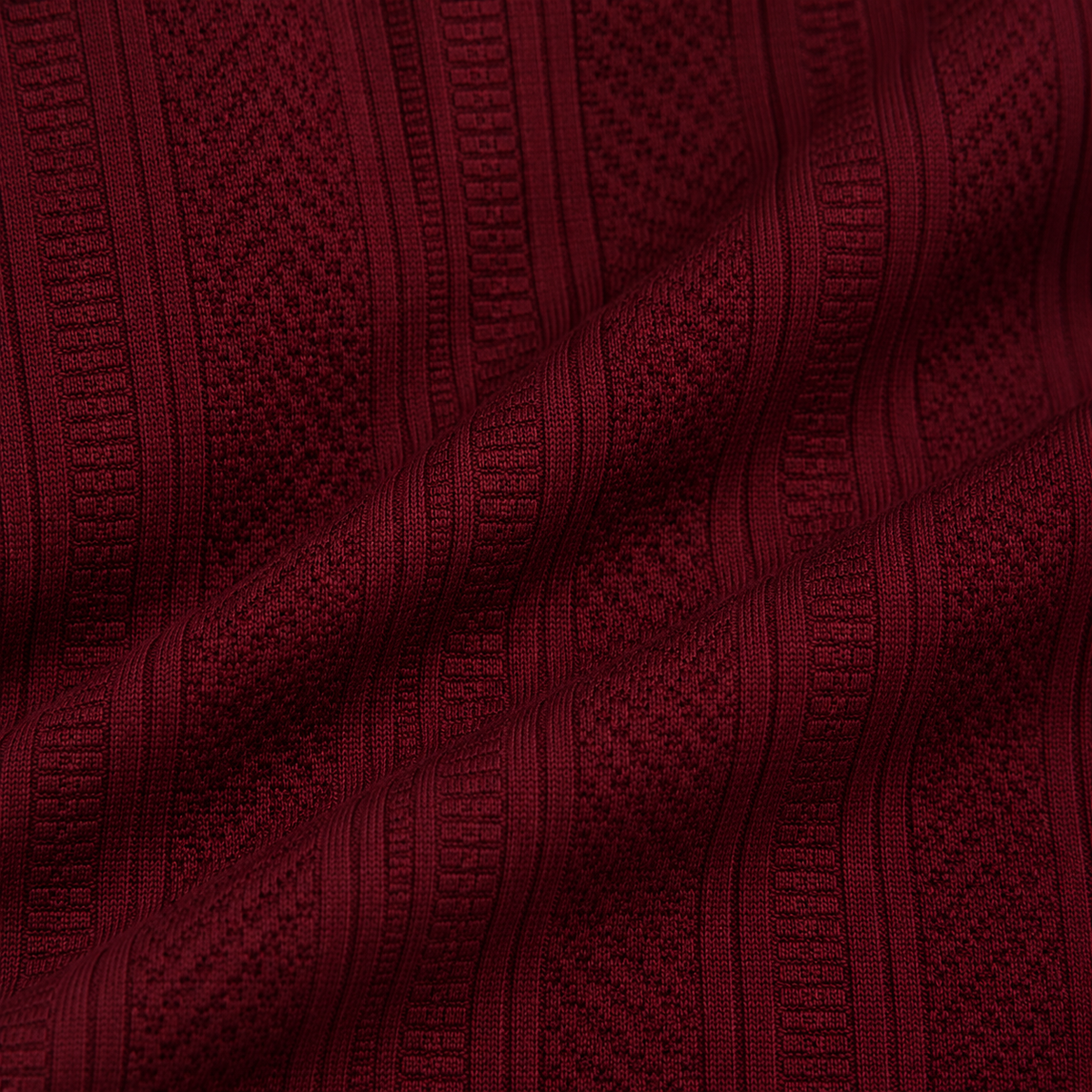 Maroon Jacquard Quarter-Zip Full Sleeve Tee | Relaxed Fit