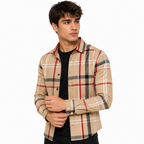 Men’s Beige Heritage Check Slim-Fit Shirt