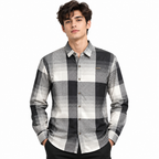 Black Geometric Check Printed Shirt _ Soft & Silky Polyester