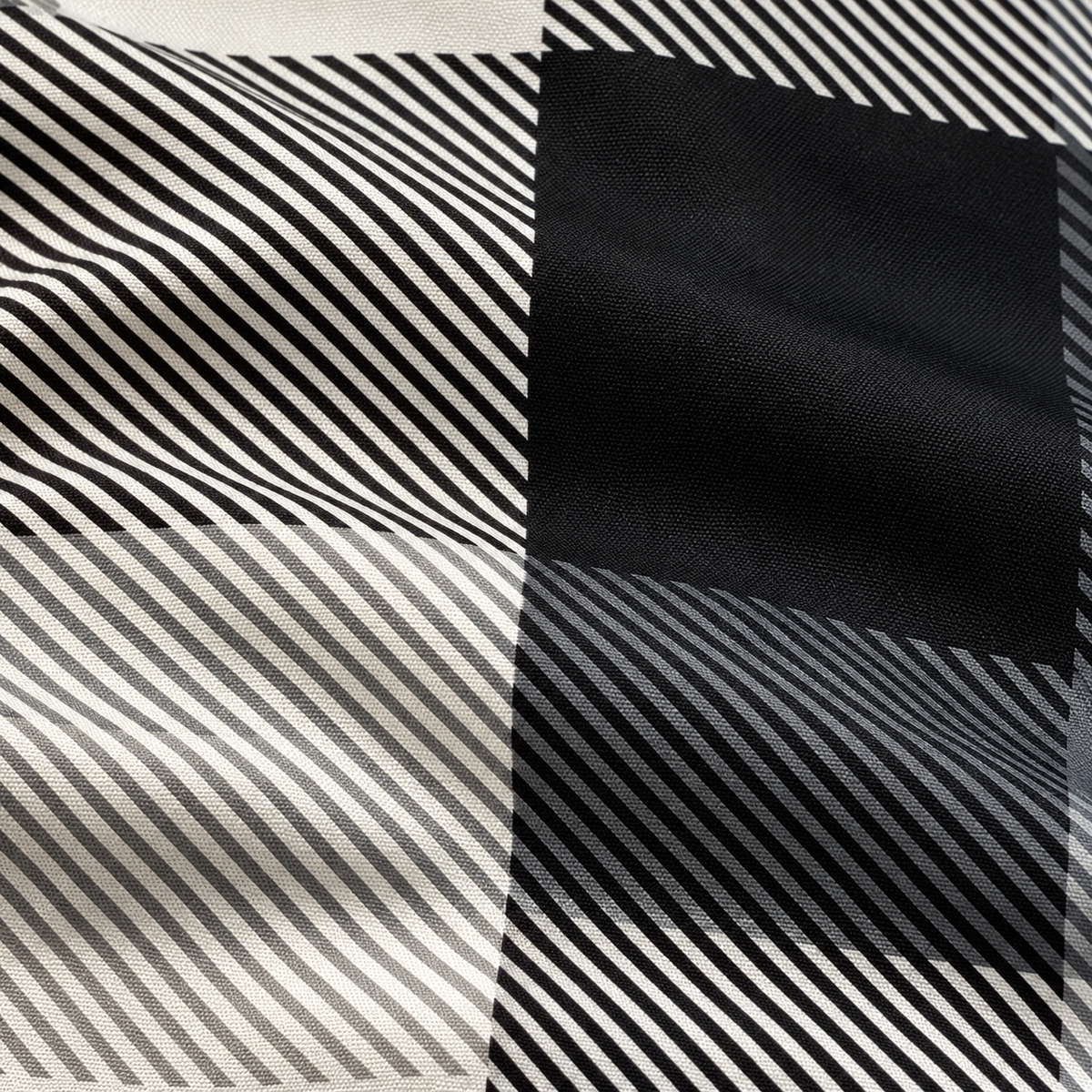 Black Geometric Check Printed Shirt _ Soft & Silky Polyester