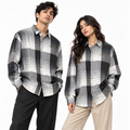Black Geometric Check Printed Shirt _ Soft & Silky Polyester