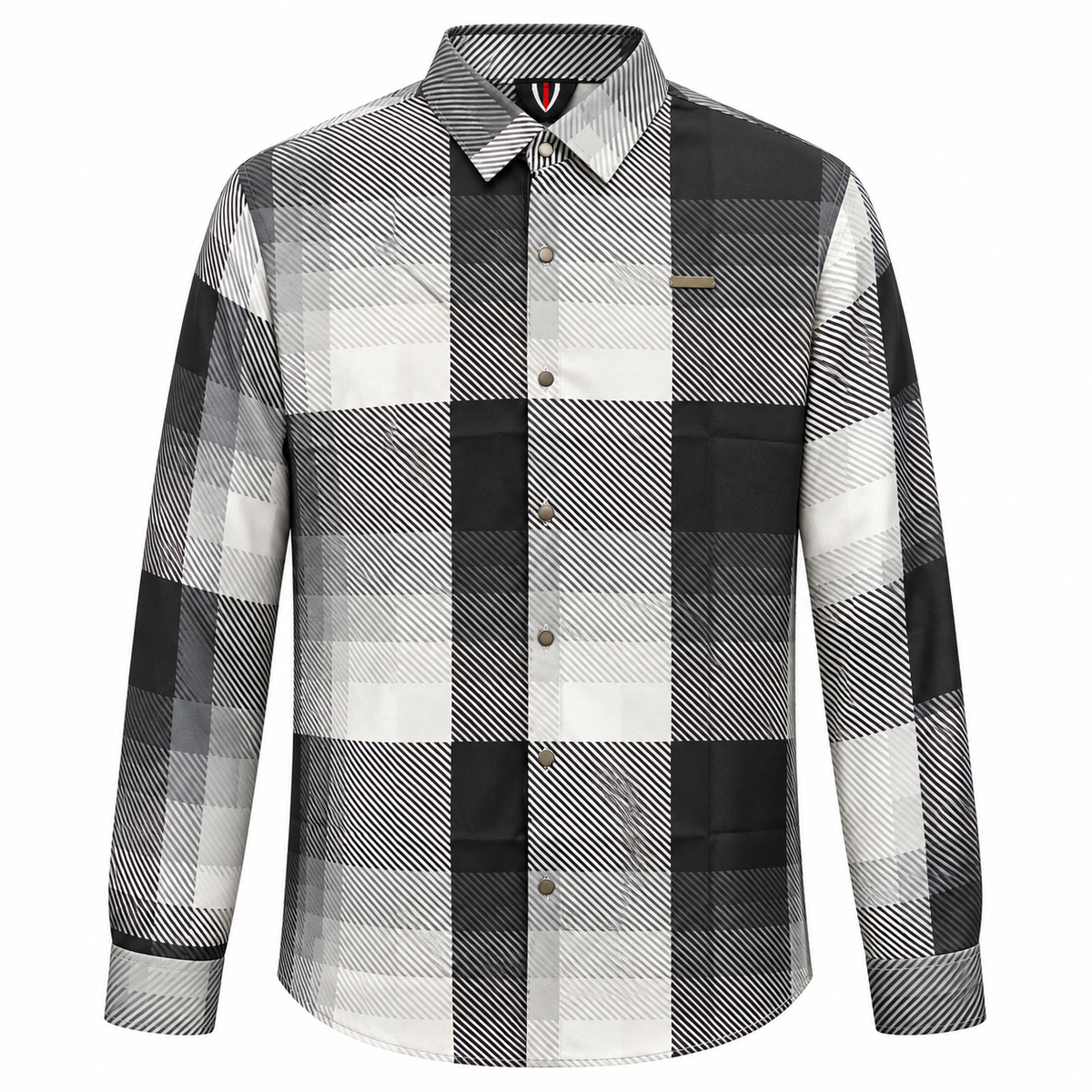 Black Geometric Check Printed Shirt _ Soft & Silky Polyester