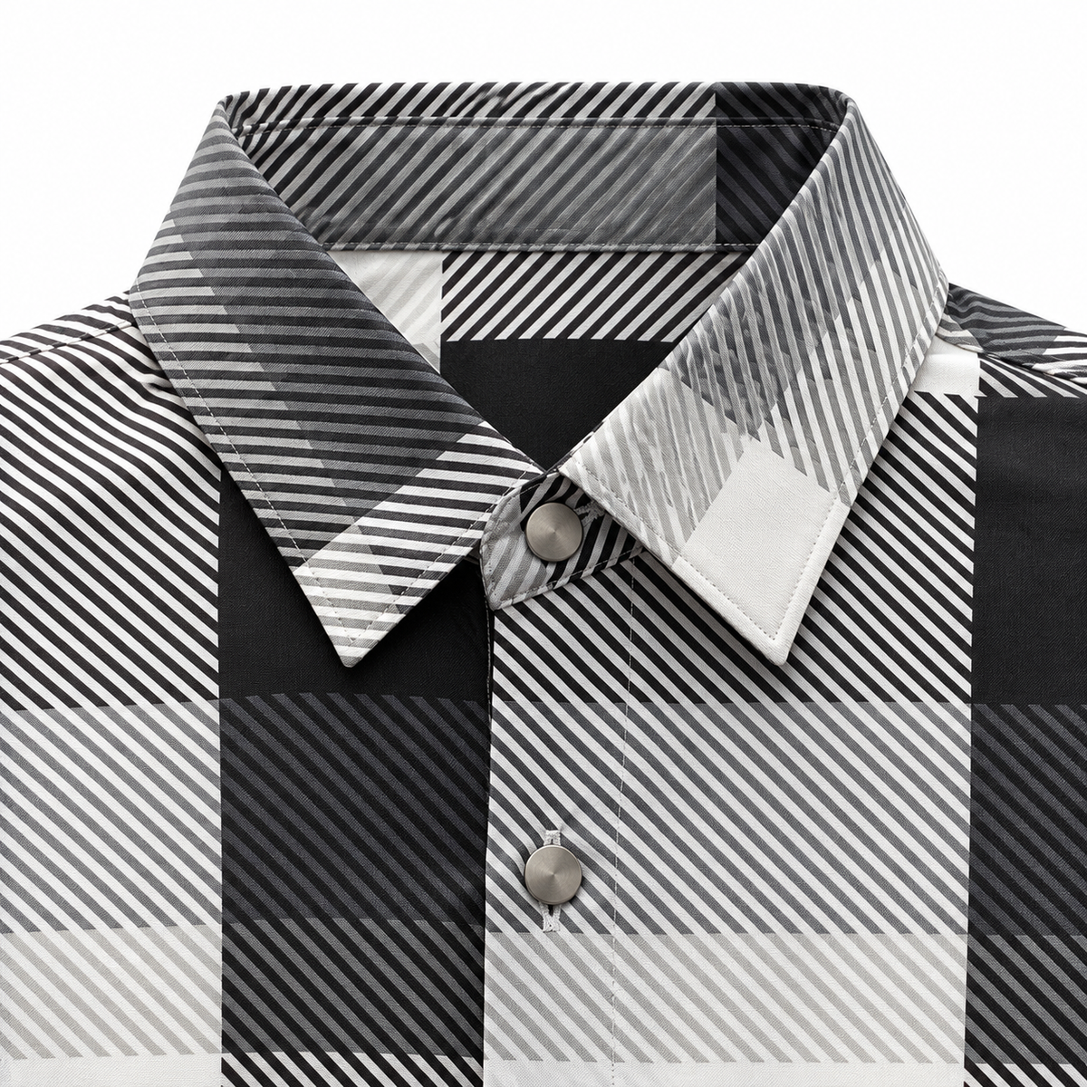 Black Geometric Check Printed Shirt _ Soft & Silky Polyester
