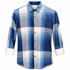 Blue Geometric Check Printed Shirt _ Soft & Silky Polyester