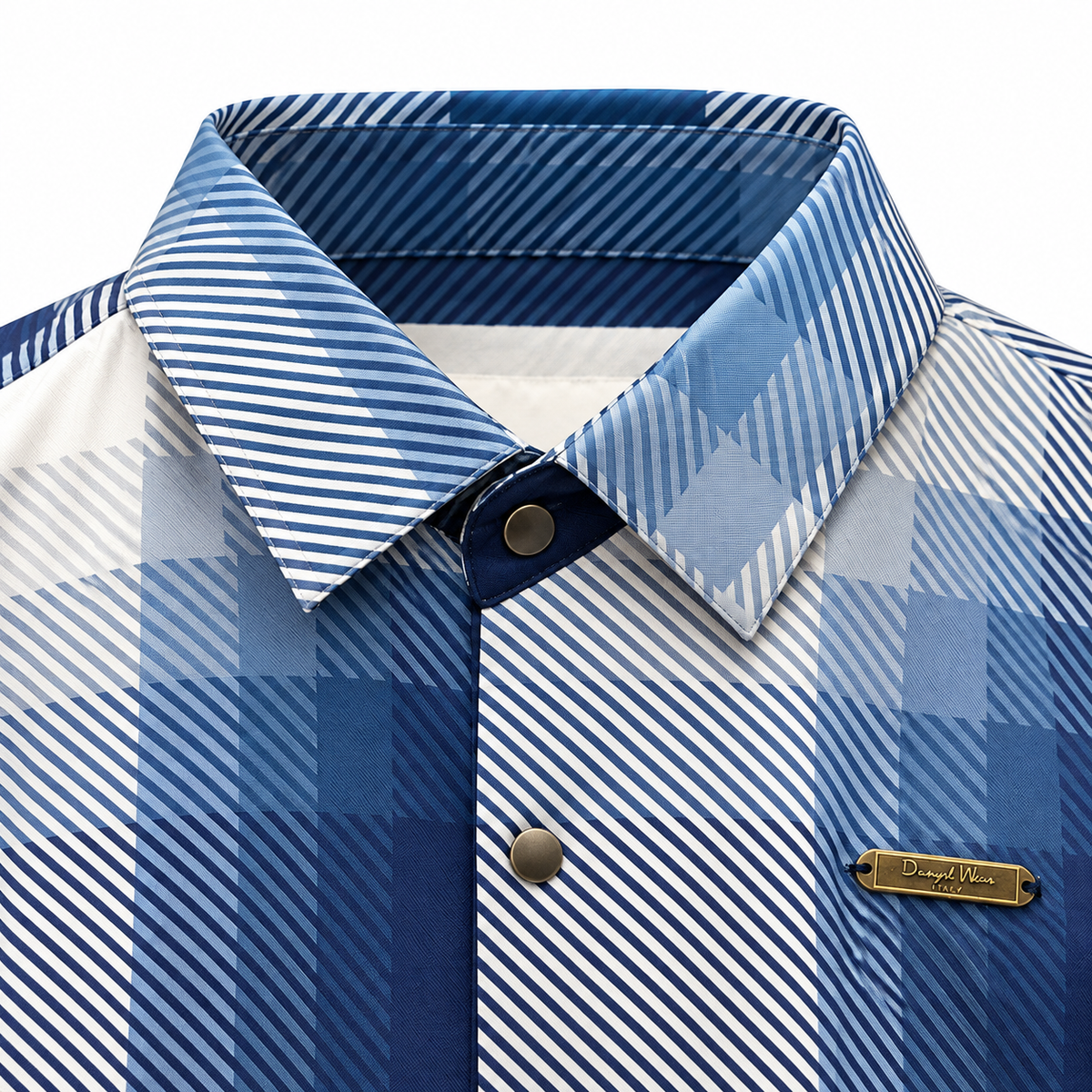 Blue Geometric Check Printed Shirt _ Soft & Silky Polyester