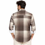 Brown Geometric Check Printed Shirt _ Soft & Silky Polyester
