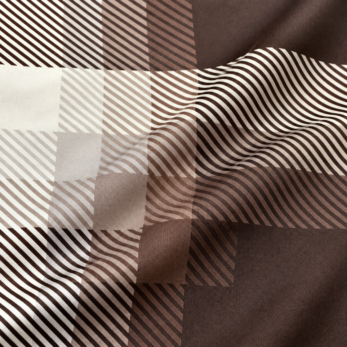 Brown Geometric Check Printed Shirt _ Soft & Silky Polyester