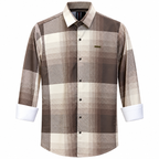 Brown Geometric Check Printed Shirt _ Soft & Silky Polyester