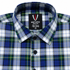 Green & Blue Plaid Check Slim Fit Long Sleeve Shirt
