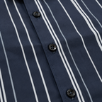 Navy Blue Vertical Stripe Slim Fit Long Sleeve Shirt