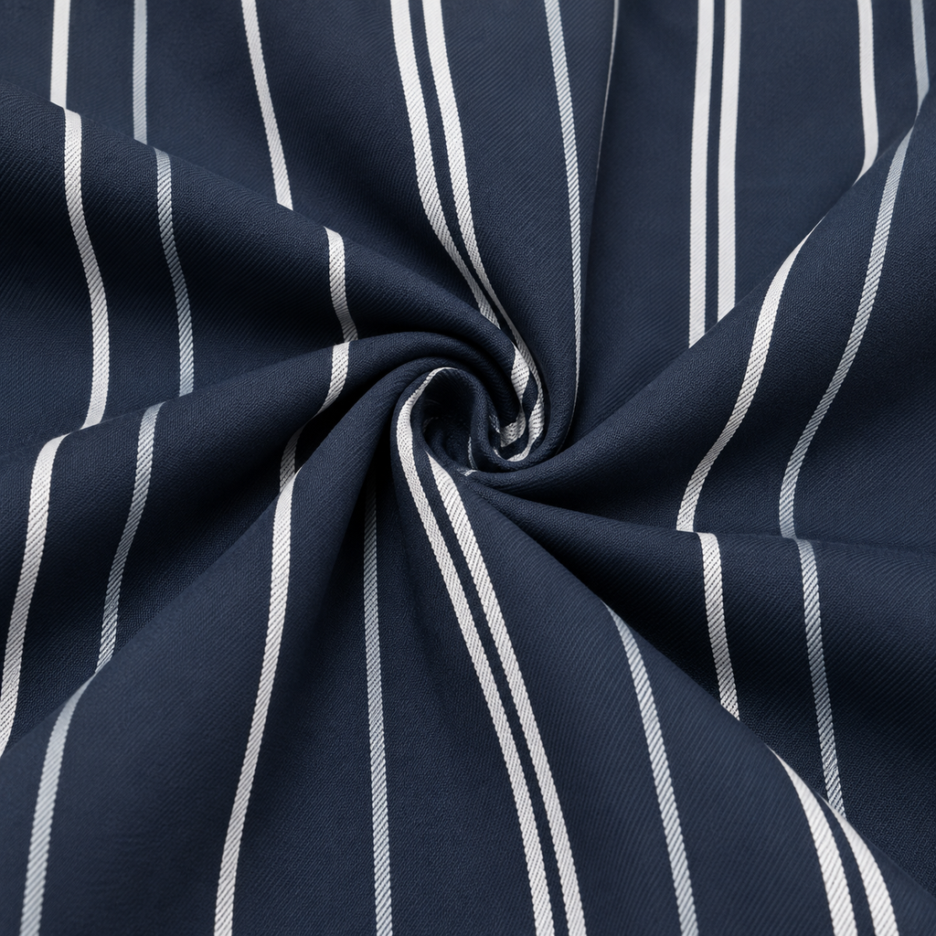 Navy Blue Vertical Stripe Slim Fit Long Sleeve Shirt