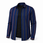 Men’s Navy Multicolour Striped Slim-Fit Shirt