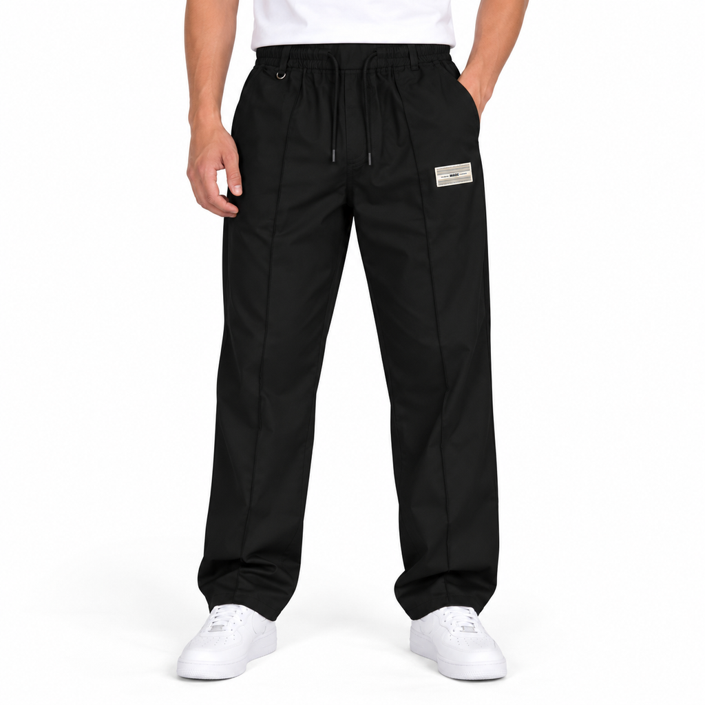 Men’s Relaxed Straight-Leg Track Pants – Black
