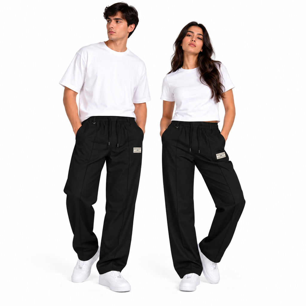 Men’s Relaxed Straight-Leg Track Pants – Black