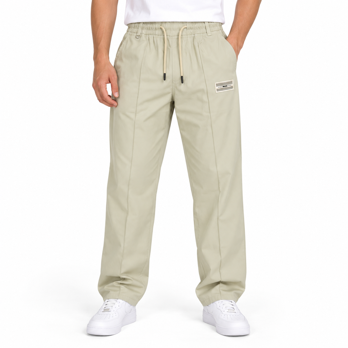 Men’s Relaxed Straight-Leg Track Pants – Light Stone