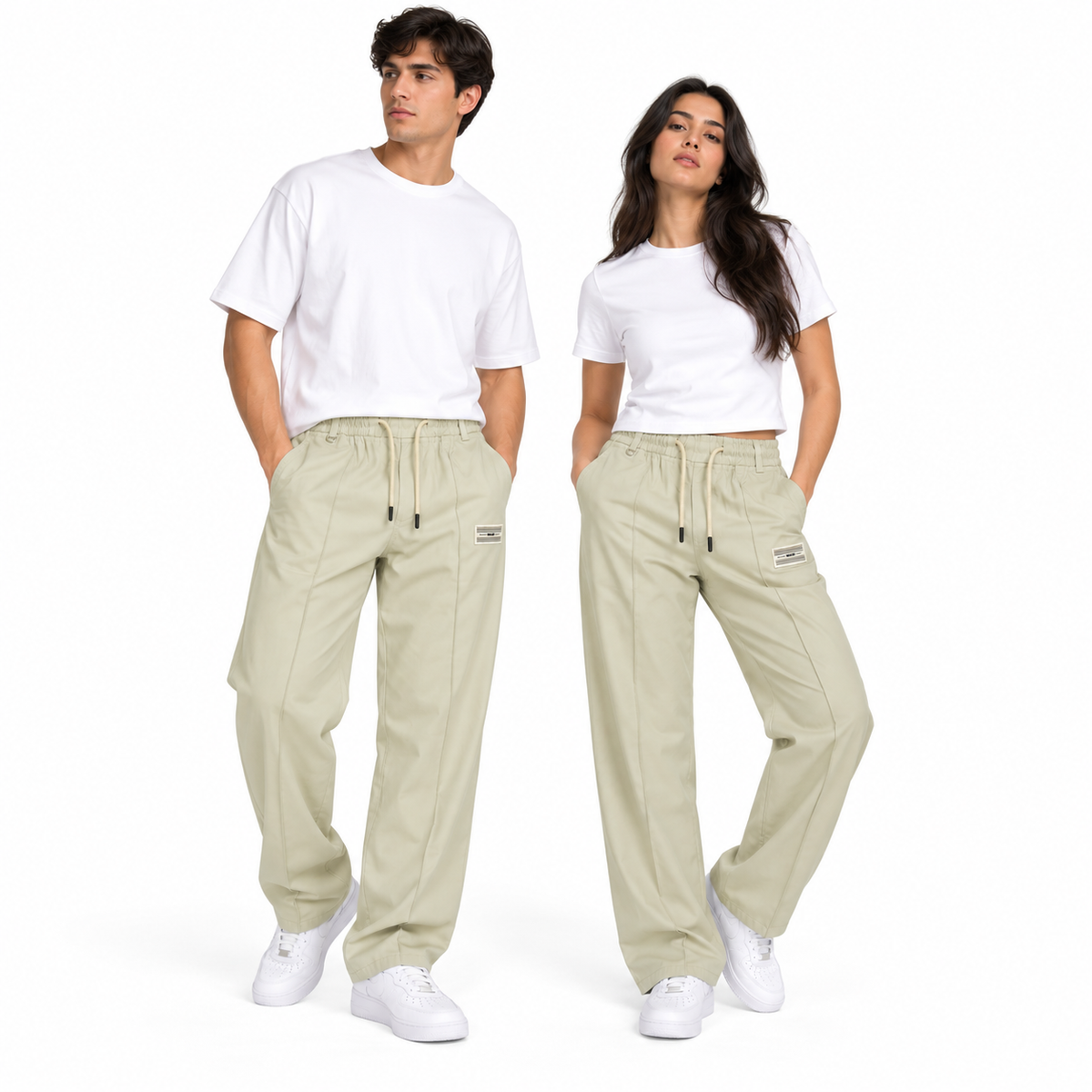 Men’s Relaxed Straight-Leg Track Pants – Light Stone
