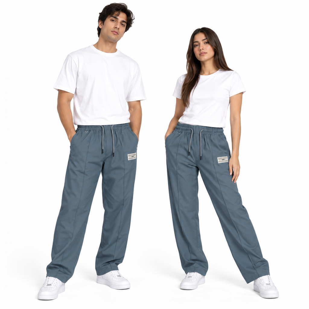 Men’s Relaxed Straight-Leg Track Pants – Slate Blue