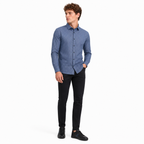 Men’s Slate Blue Striped Slim-Fit Shirt