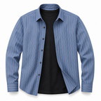 Men’s Slate Blue Striped Slim-Fit Shirt