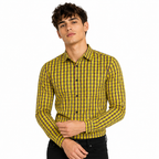 Men’s Yellow Multi-Check Slim-Fit Shirt