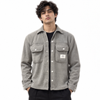 Corduroy Boxy Fit Double Pocket Shirt – Stone Grey