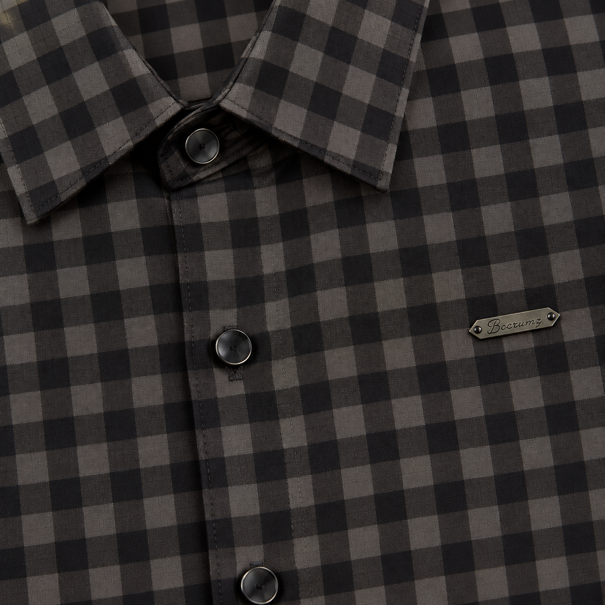 Midnight Charcoal Gingham Checkered Shirt | Slim Fit