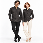 Midnight Charcoal Gingham Checkered Shirt | Slim Fit