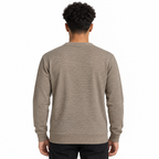 Mocha Brown Textured Split-Neck Full Sleeve tee | Relaxed Fit