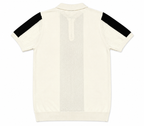 Monaco Ribbed Knit Zip Polo Tee – Cream & Black