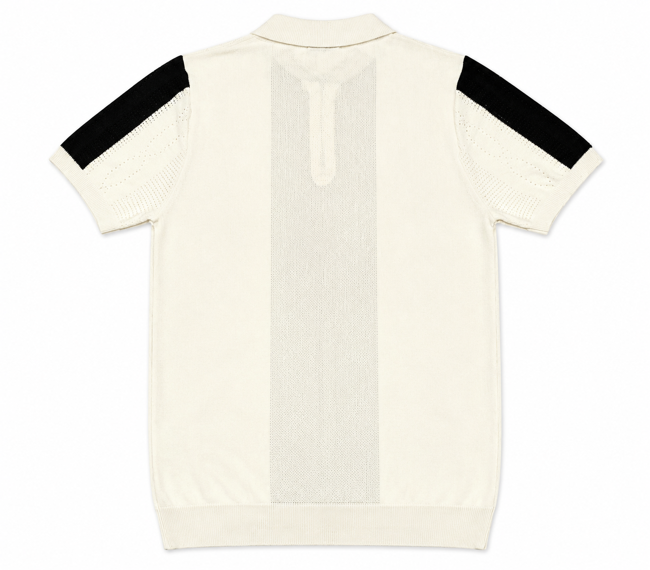 Monaco Ribbed Knit Zip Polo Tee – Cream & Black
