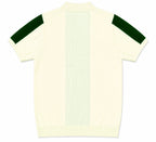 Monaco Ribbed Knit Zip Polo Tee – Cream & Green