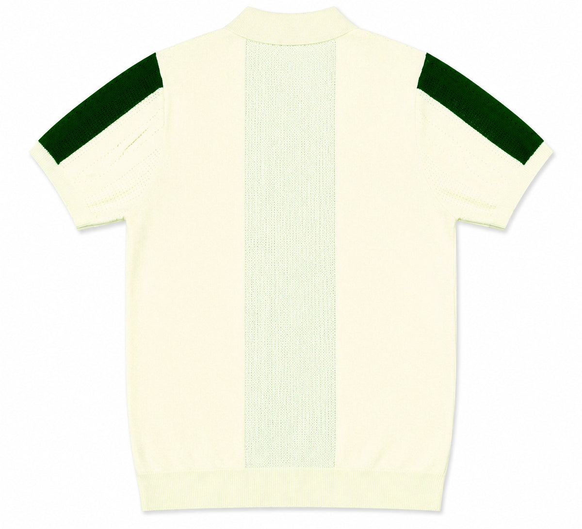 Monaco Ribbed Knit Zip Polo Tee – Cream & Green