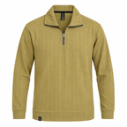 Mustard Jacquard Quarter-Zip Full Sleeve Tee | Relaxed Fit