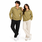 Mustard Jacquard Quarter-Zip Full Sleeve Tee | Relaxed Fit