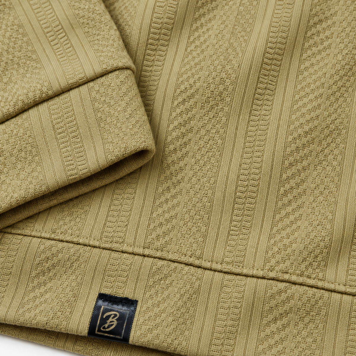 Sand Khaki Textured Half-Zip Polo Sweatshirt – Unisex
