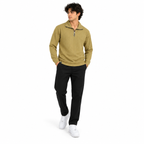 Mustard Jacquard Quarter-Zip Full Sleeve Tee | Relaxed Fit