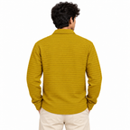 Mustard Textured Knit Polo Full Sleeve Sweatshirt – Unisex