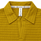 Mustard Textured Knit Polo Full Sleeve Sweatshirt – Unisex
