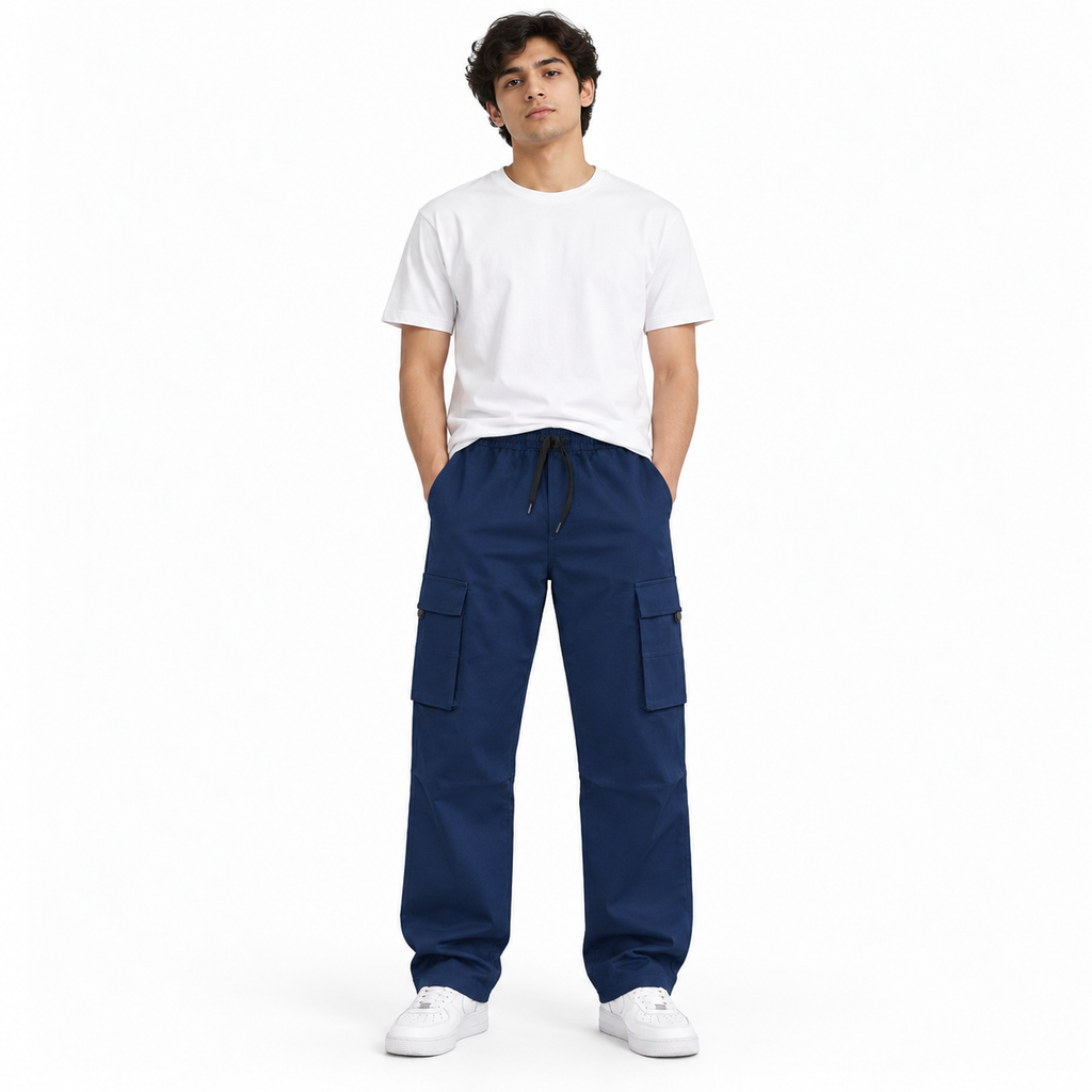 Relaxed Fit Wide-Leg Cargo Pants – Unisex