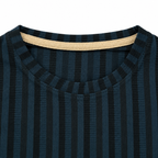 Navy Blue & Black Textured Striped Crewneck Sweatshirt – Unisex