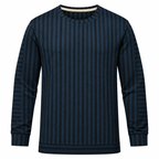 Navy Blue & Black Textured Striped Crewneck Sweatshirt – Unisex