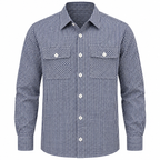 Navy Blue & White Checkered Double Pocket Shirt