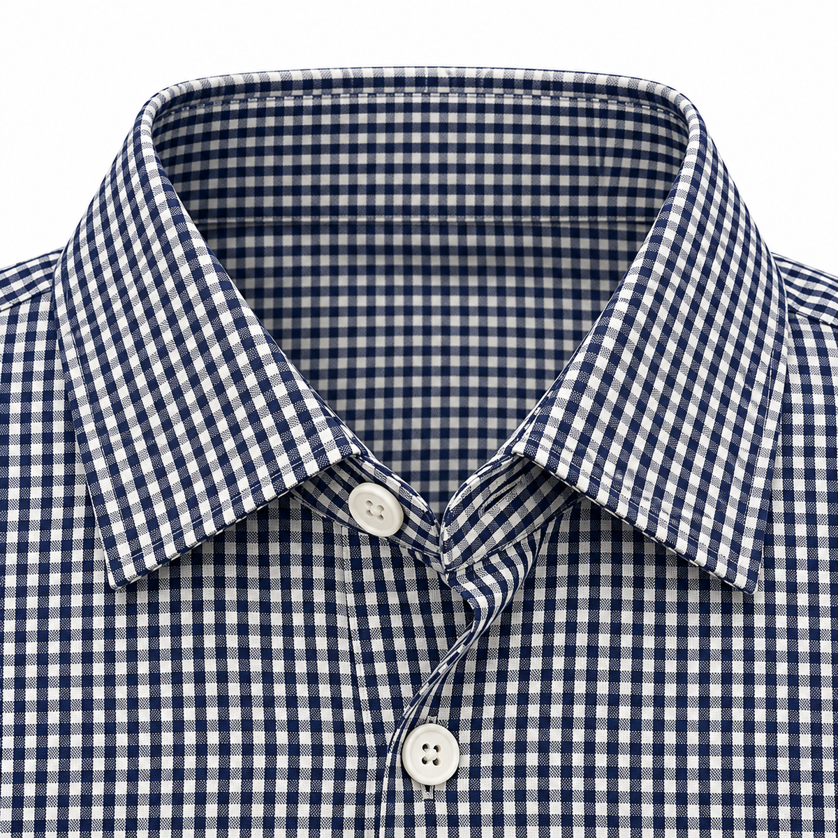 Navy Blue & White Checkered Double Pocket Shirt