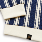 Navy & White Striped Knit Polo Sweatshirt – Unisex