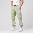 Off-White Khaki Rib Six pocket jogger | Relaxed Fit Casual Pants