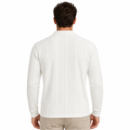 Off White Cable-Jacquard Quarter-Zip Polo Tee | Relaxed Fit